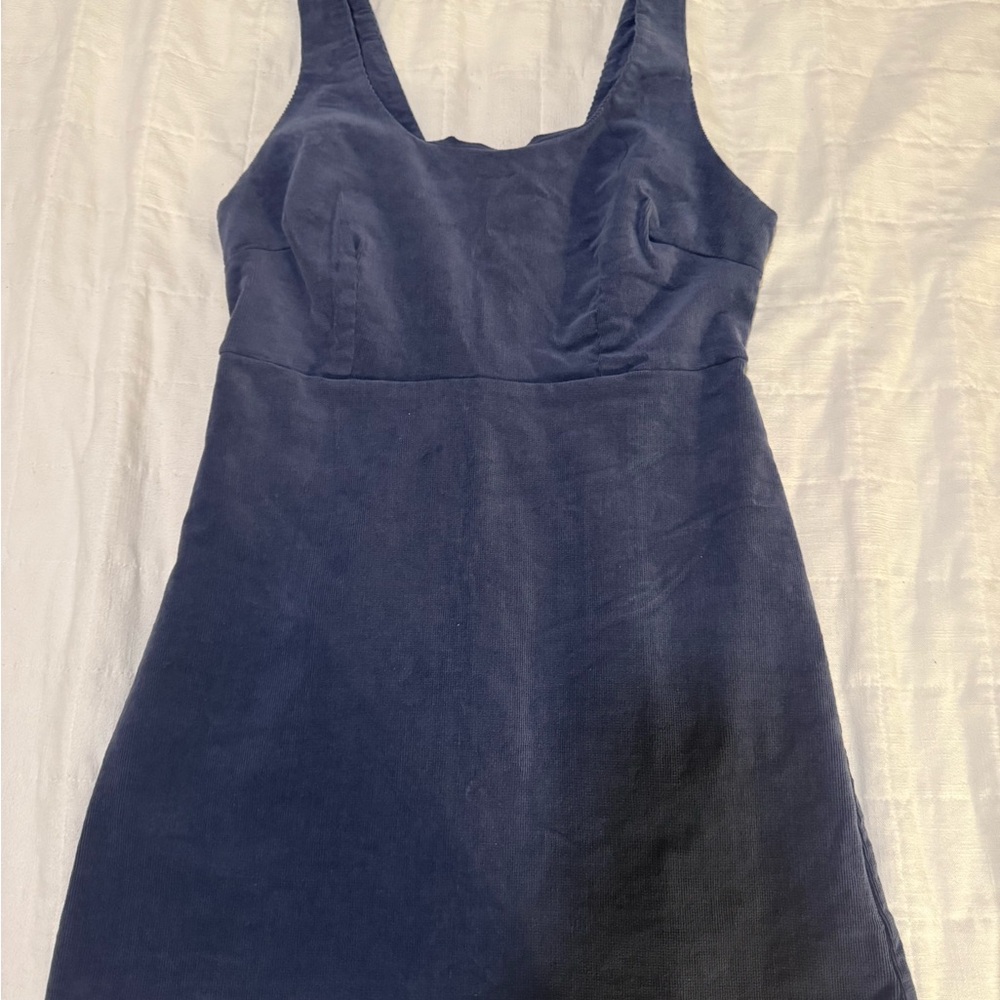 Fitted Scoop-Neck Mini Dress in Navy